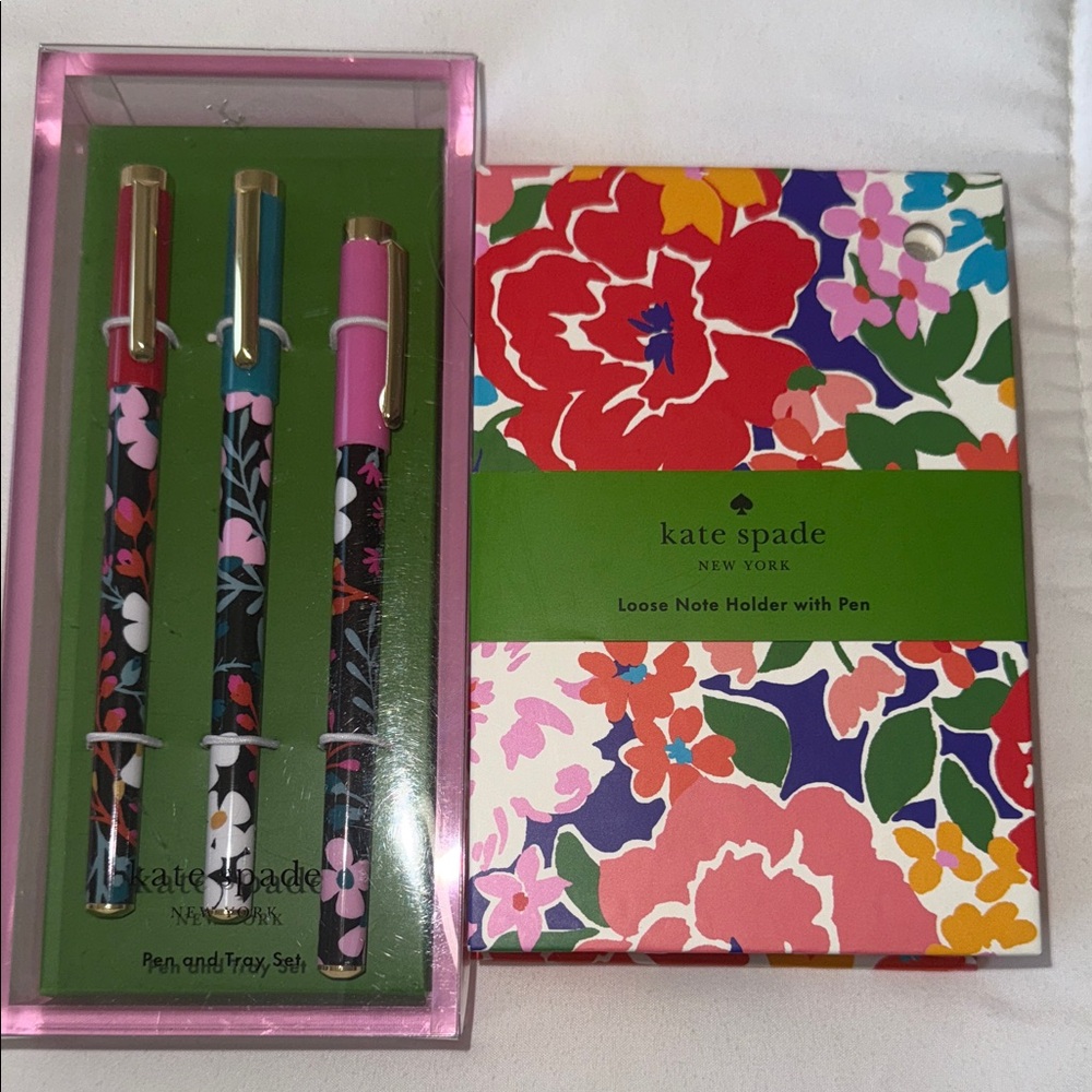 Kate Spade Floral Pen and Note Holder Set - Multicolor